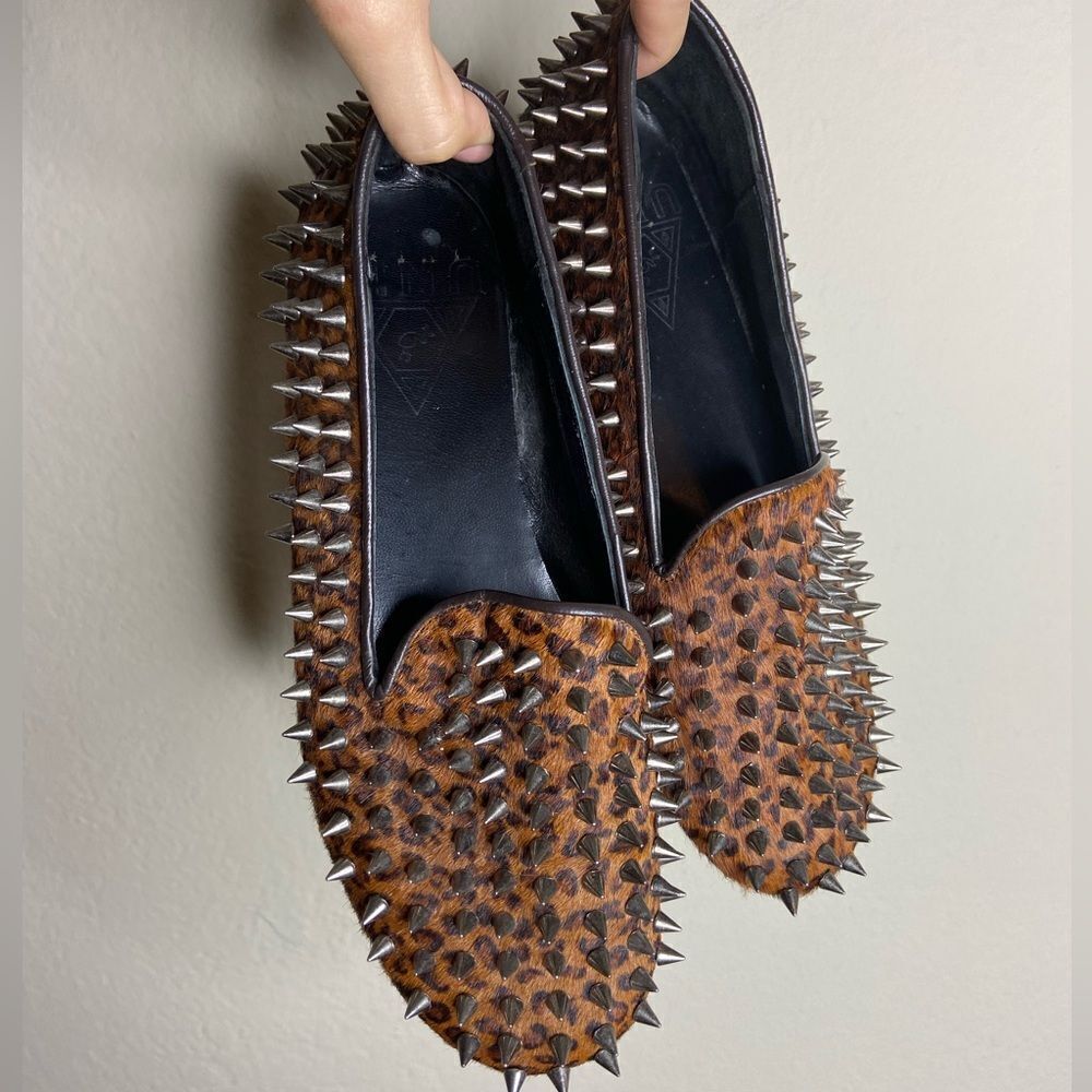 Unif Hellraiser Spiked Leopard Print Loafers Size… - image 3